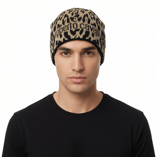 Roberto Cavalli  ESZ026 03506 Camel Jaguar Beanie Hat