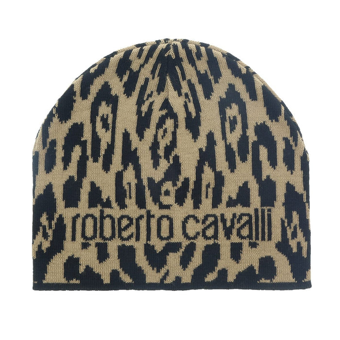 Roberto Cavalli  ESZ026 03506 Camel Jaguar Beanie Hat