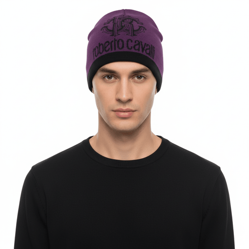 Roberto Cavalli  ESZ027 03000 Purple Logo Beanie Hat