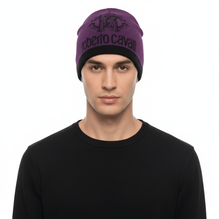 Roberto Cavalli  ESZ027 03000 Purple Logo Beanie Hat