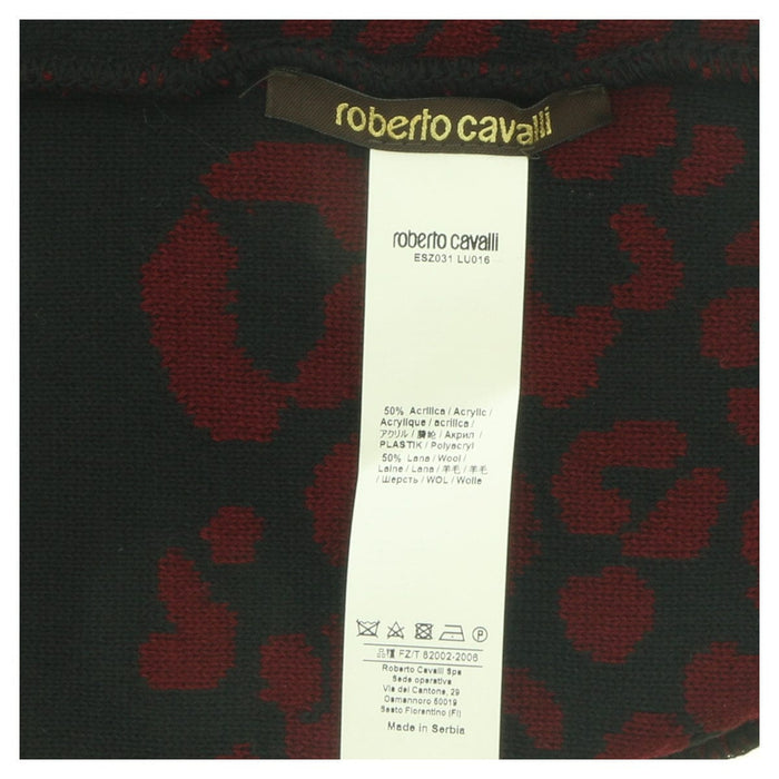 Roberto Cavalli  ESZ031 02000 Maroon Leopard Beanie Hat