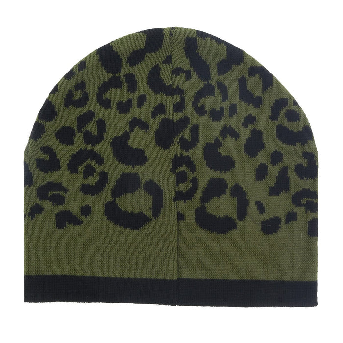 Roberto Cavalli  ESZ031 04000 Black/Military Green Leopard Beanie Hat