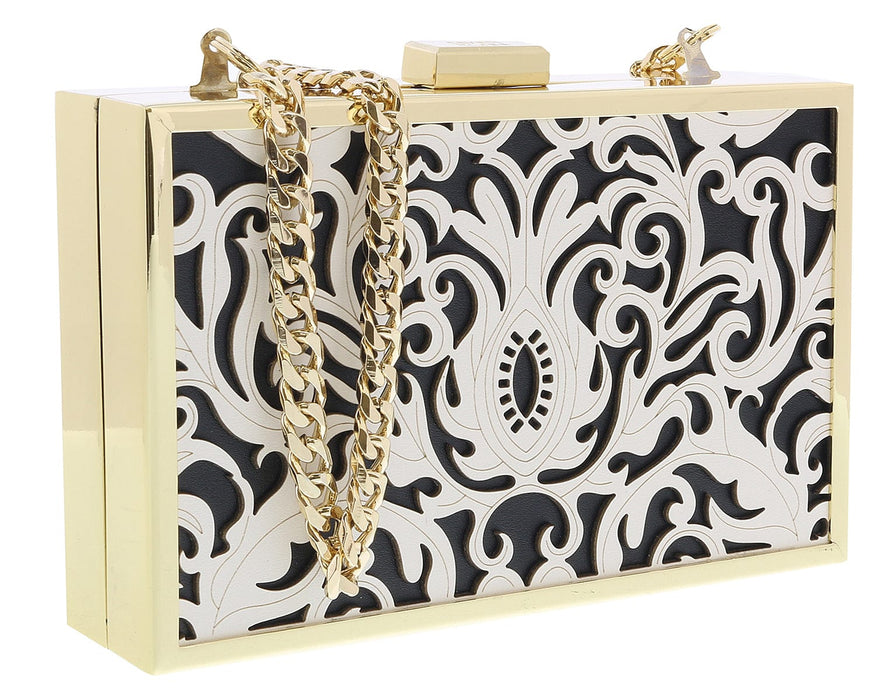Roberto Cavalli HXLPD1 B01 Black/White Box Clutch