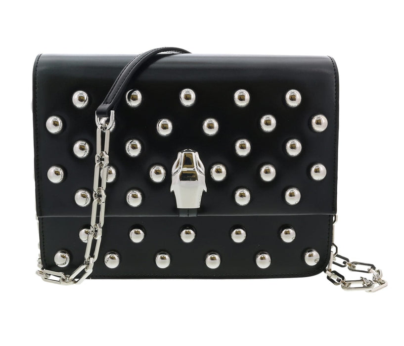 Roberto Cavalli HXLPGX 999 Black Studded Large Shoulder Bag