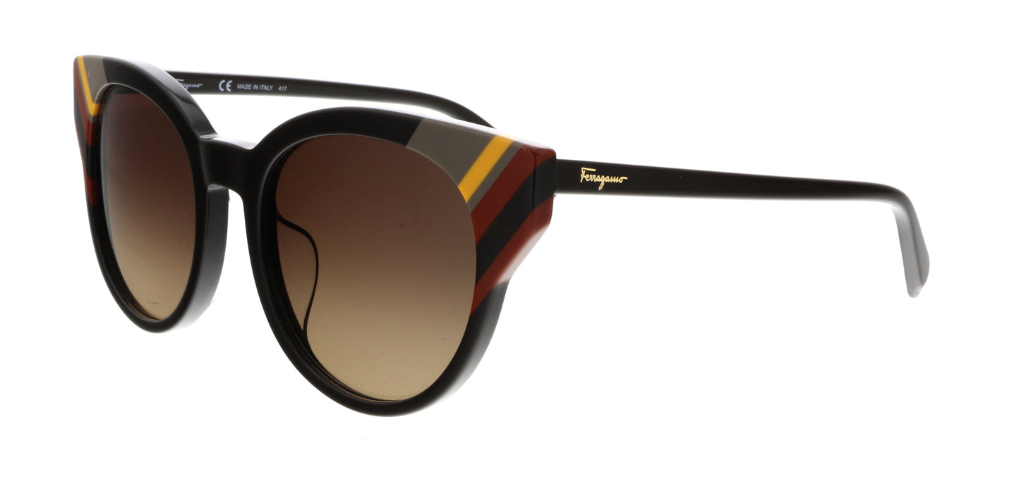 Salvatore Ferragamo SF883SA 208 Dark Brown Round Sunglasses
