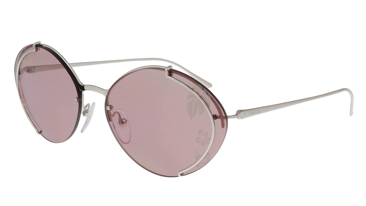 Prada 0PR 60US 1BC239 Silver Oval Sunglasses
