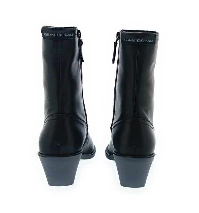 Armani Exchange Women's Black Pointed-Toe Ankle Boots-