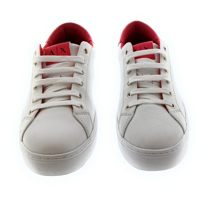 Armani Exchange Women's White and Red Low-Top Sneakers-10.5