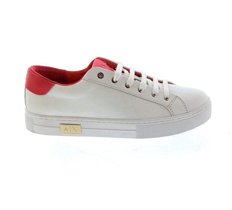 Armani Exchange Women's White and Red Low-Top Sneakers-10.5