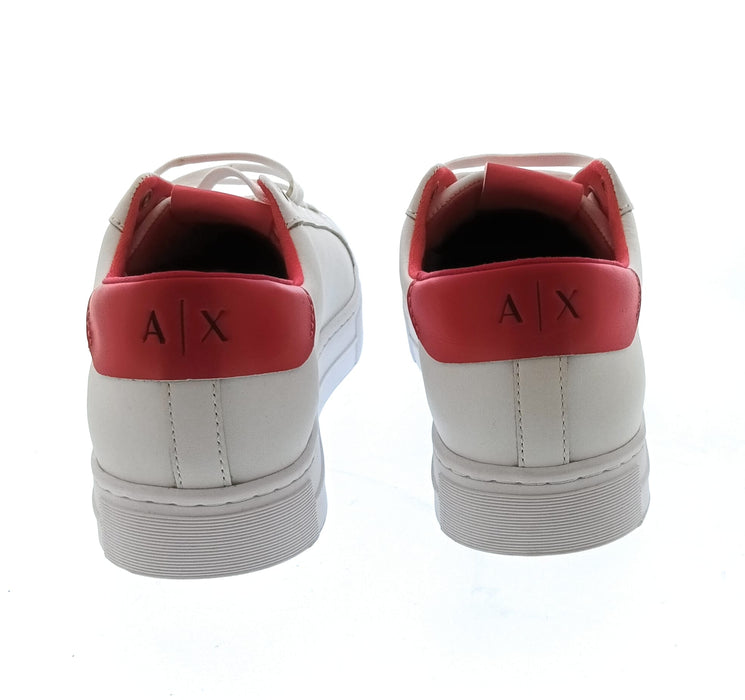 Armani Exchange Women's White and Red Low-Top Sneakers-10.5
