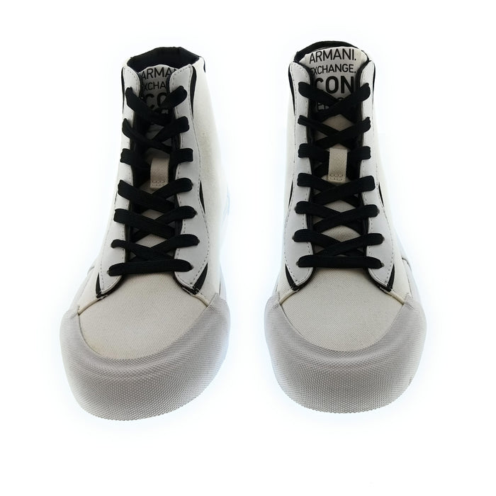 Armani Exchange Women's White and Black Logo High-Top Sneakers-6