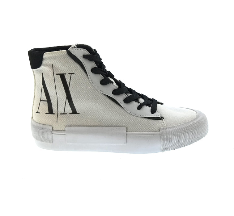 Armani Exchange Women's White and Black Logo High-Top Sneakers-6