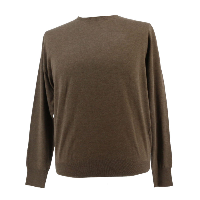 Baldisseri di Perugia Cashmere Blend Mens Brown Crewneck Sweater-XL