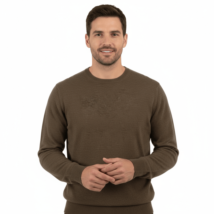 Baldisseri di Perugia Cashmere Blend Mens Brown Crewneck Sweater-XL
