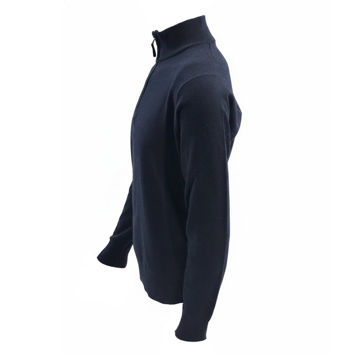 Cashmere Company LUPETTO ZIP BLU Navy Blue Half Zip Cashmere Blend Mens Sweater
