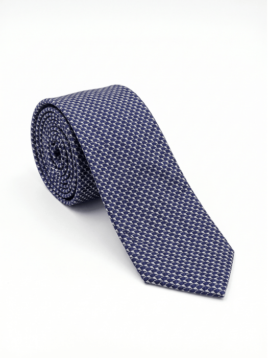 Canali Blue Geometric Pattern 100% Silk Tie