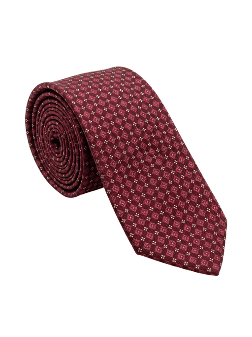 Canali Red Solid Textured 100% Silk Tie