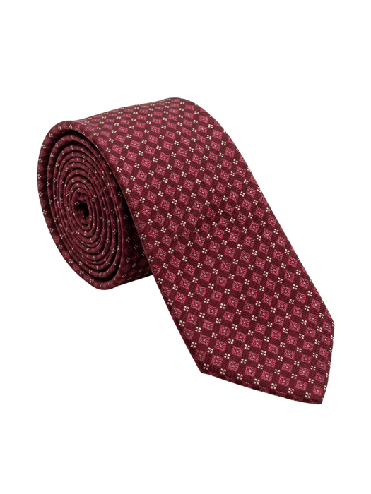 Canali Red Solid Textured 100% Silk Tie