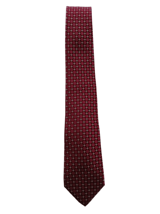 Canali Red Solid Textured 100% Silk Tie