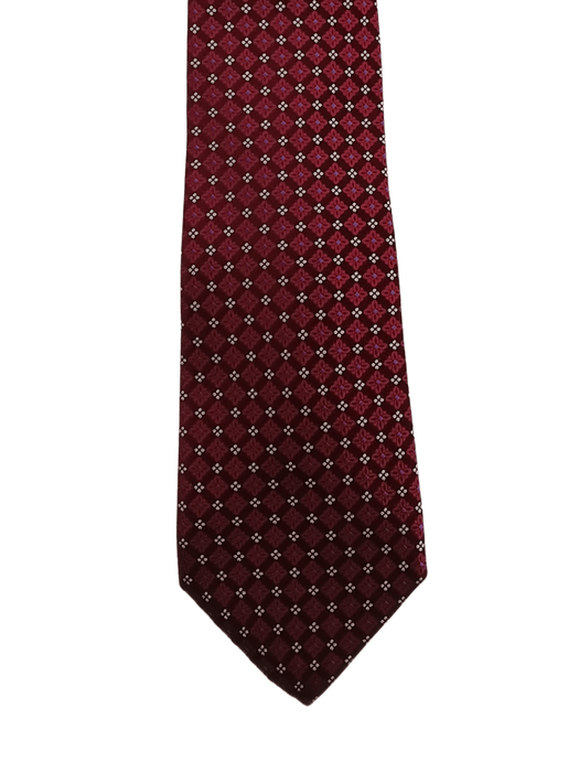 Canali Red Solid Textured 100% Silk Tie
