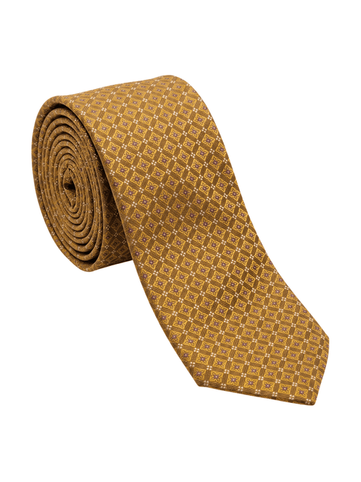 Canali Yellow Solid Textured 100% Silk Tie