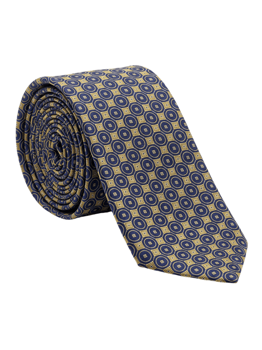 Canali Yellow Geometric Pattern 100% Silk Tie