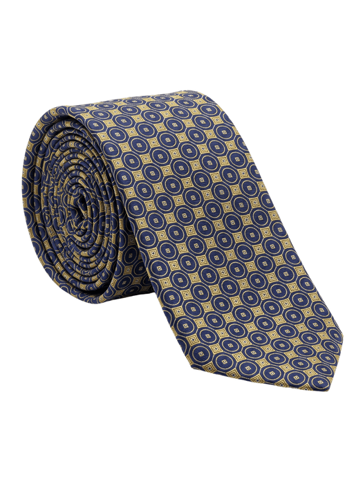 Canali Yellow Geometric Pattern 100% Silk Tie