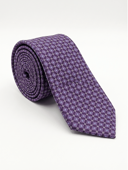 Canali Purple Solid Textured 100% Silk Tie