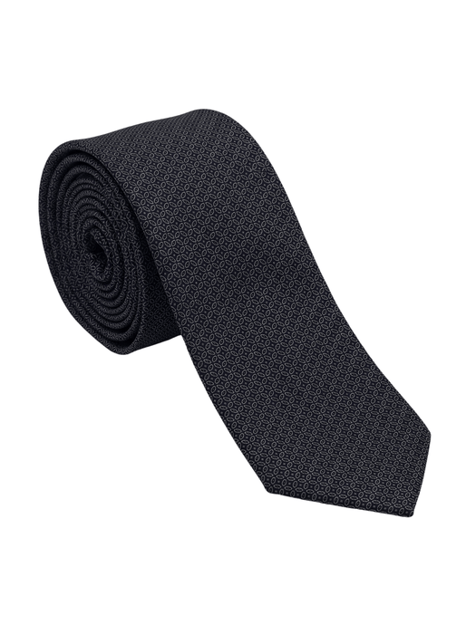 Canali Black Geometric Pattern 100% Silk Tie