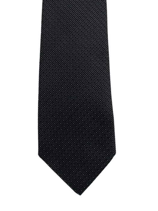 Canali Black Geometric Pattern 100% Silk Tie