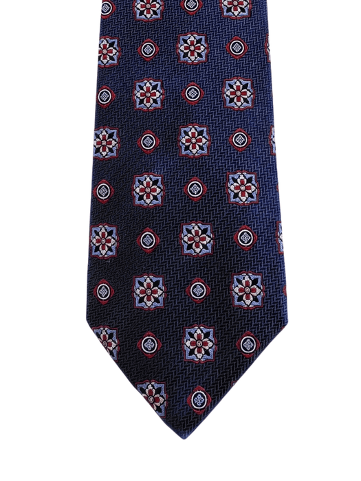 Canali Blue Square Pattern 100% Silk Tie