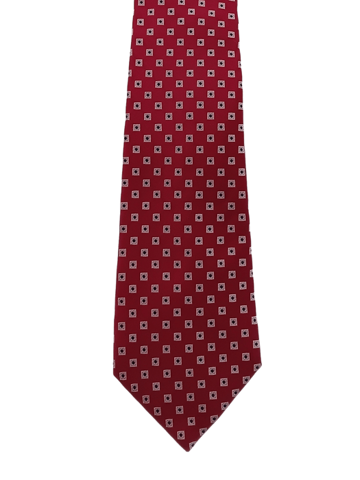Canali Red Diamond Pattern 100% Silk Tie