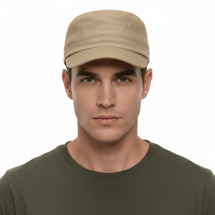 Dolce & Gabbana Beige Cotton Military Style Cadet Cap -58-Adult M