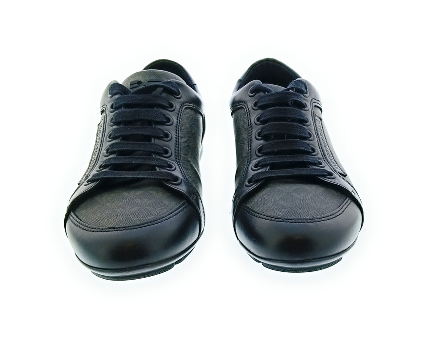 Emporio Armani Men's Black Monogram Panel Low-Top Sneakers-5