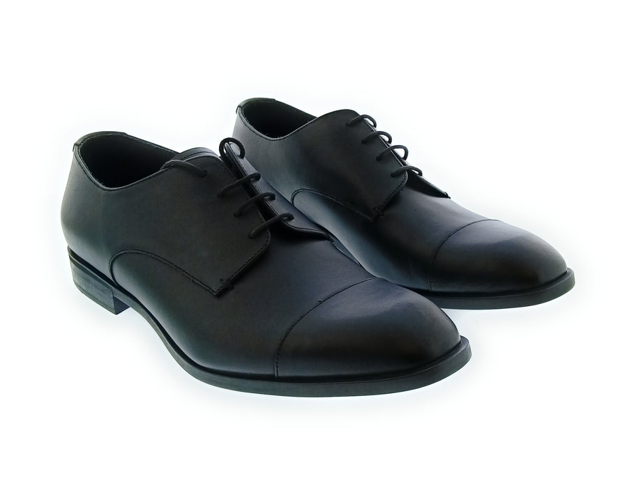 Emporio Armani Men's Black Leather Cap-Toe Oxford Dress Shoes-11