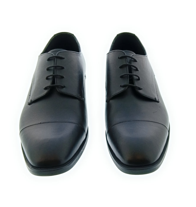 Emporio Armani Men's Black Leather Cap-Toe Oxford Dress Shoes-11