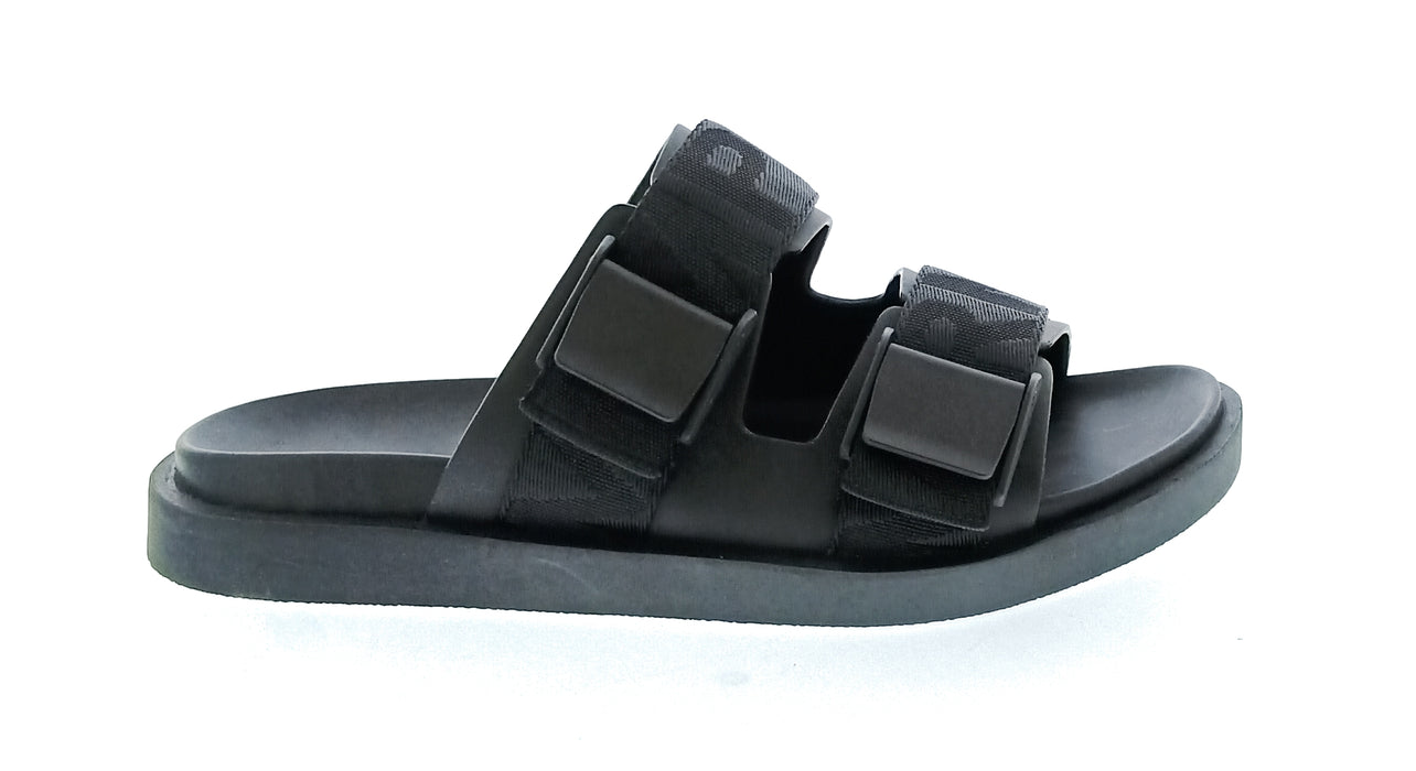 Emporio Armani Men's Black Double-Strap Logo Sport Sandals-