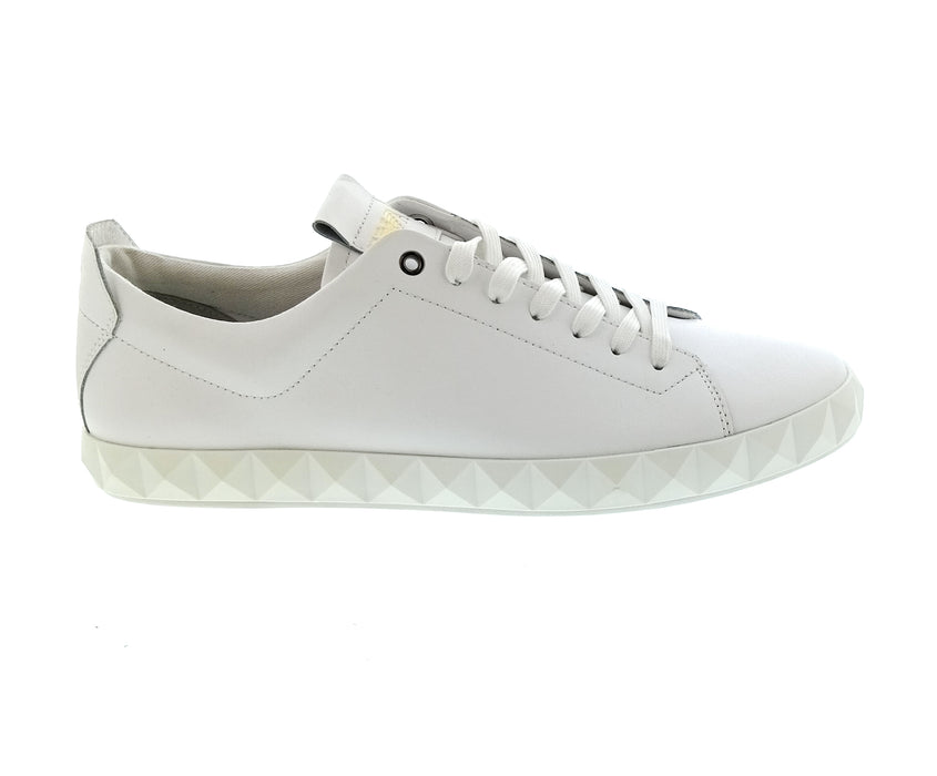 Emporio Armani Men's White Leather Geometric-Sole Low-Top Sneakers-10