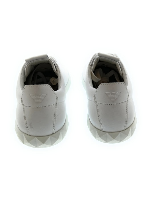 Emporio Armani Men's White Leather Geometric-Sole Low-Top Sneakers-10