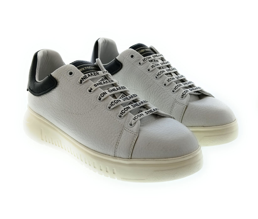 Emporio Armani Men's White Black Icon-Lace Low-Top Sneakers-10