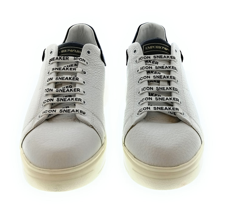Emporio Armani Men's White Black Icon-Lace Low-Top Sneakers-10