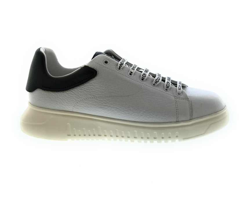 Emporio Armani Men's White Black Icon-Lace Low-Top Sneakers-10
