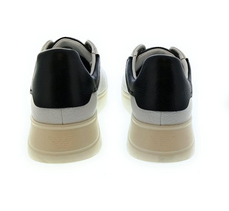 Emporio Armani Men's White Black Icon-Lace Low-Top Sneakers-10