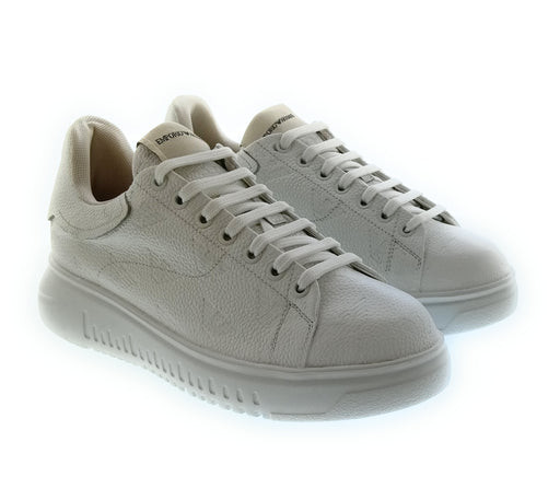 Emporio Armani Men's White Tonal Eagle Logo Low-Top Sneakers-7