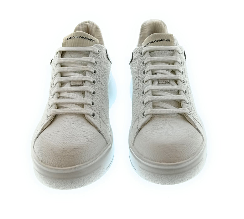 Emporio Armani Men's White Tonal Eagle Logo Low-Top Sneakers-7