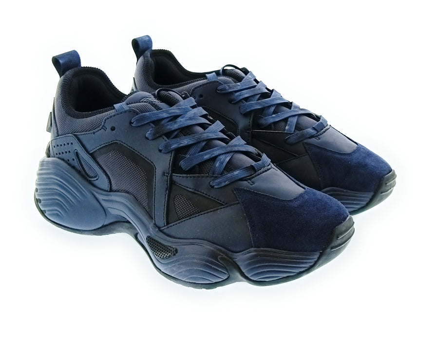Emporio Armani Men's Blue Green Mixed-Material Chunky Sneakers-10