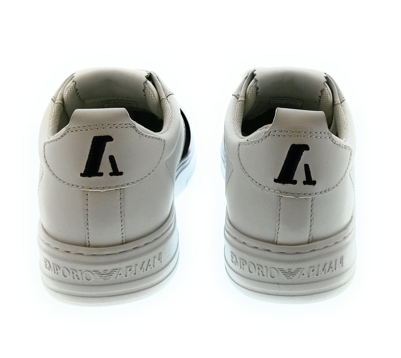 Emporio Armani Men's White Black Contrast-Panel Low-Top Sneakers-10