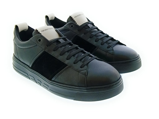 Emporio Armani Men's Black Contrast-Panel Low-Top Sneakers-10