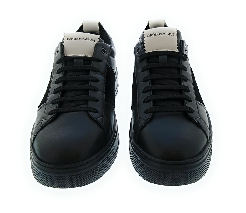 Emporio Armani Men's Black Contrast-Panel Low-Top Sneakers-10