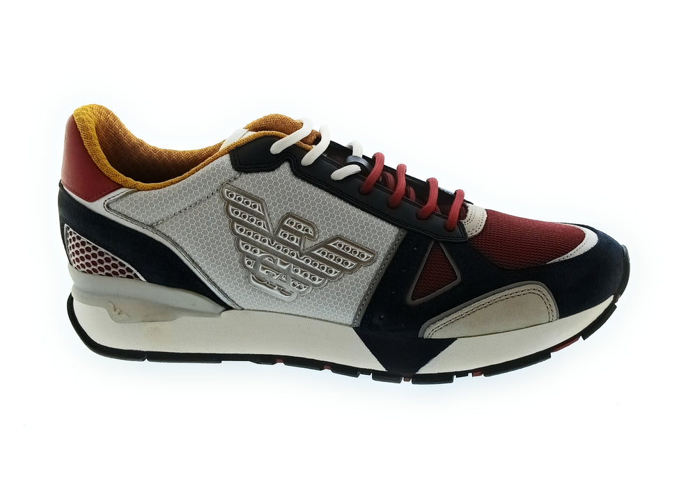 Emporio Armani Men's Grey Multicolor Retro Runner Sneakers-10